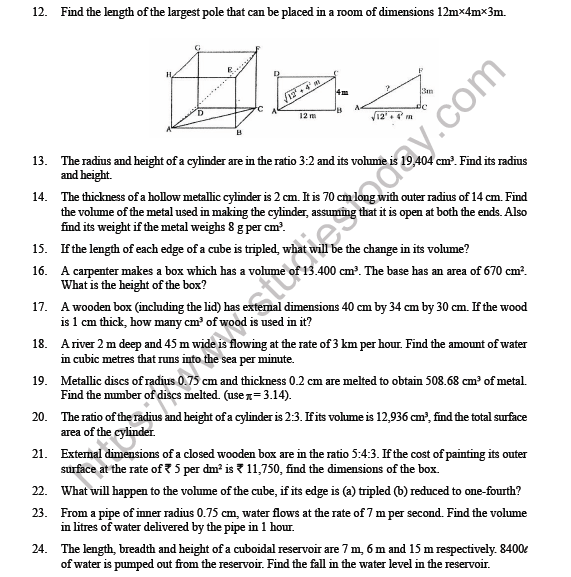 case study based questions class 8 maths mensuration